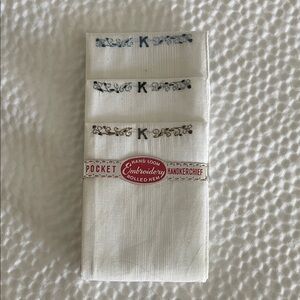 Embroidered Handkerchief Set with Initial 'K'